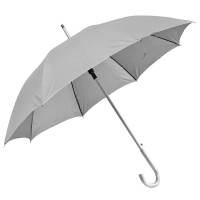 Зонт-трость с пластиковой ручкой "под алюминий" "Silver", полуавтомат; серебро; D=103 см; нейлон