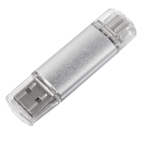 USB flash-карта ASSORTI OTG Type-C (16Гб), серебристая, 6,3х1,7х0,8 см, металл