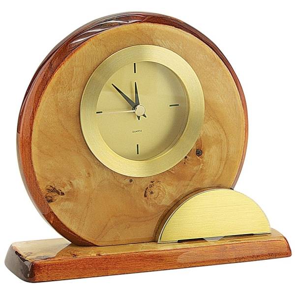 Часы настольные "Карельская береза"; 16,5х5х14,2 см; металл, дерево