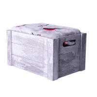 Плед новогодний "Снегири" в подарочной коробке; серый с красным; 130х150 см; полиэстер, 220 гр/м2