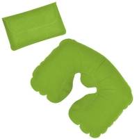 Подушка надувная дорожная в футляре; ярко-зеленый; 43