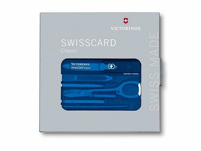 Швейцарская карточка VICTORINOX SwissCard Classic, 10 функций, полупрозрачная синяя