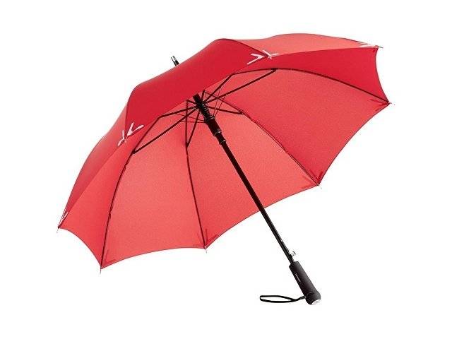 Зонт-трость 7571 Safebrella с фонариком и светоотражающими элементами, полуавтомат, черный