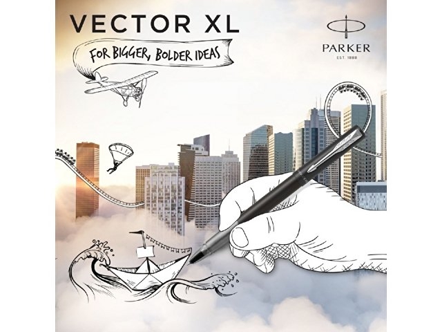 Ручка-роллер Parker Vector XL Black CT, стержень: F, цвет чернил:black, в подарочной упаковке