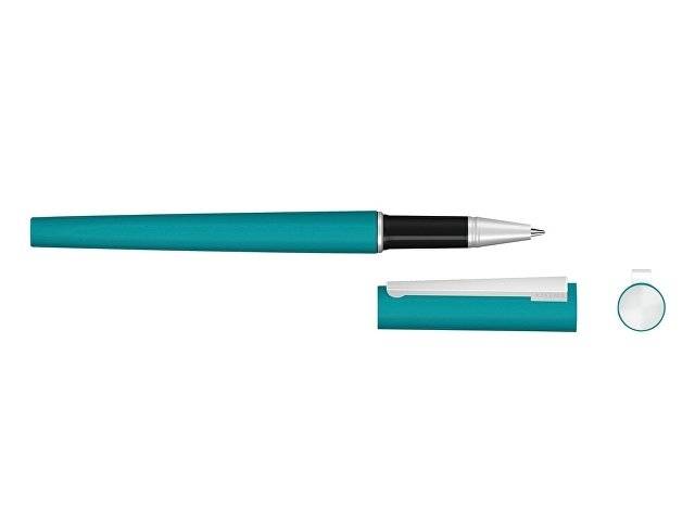 Ручка металлическая роллер «Brush R GUM» soft-touch с зеркальной гравировкой, бирюзовый