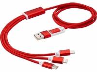 Универсальный зарядный кабель 3-в-1 с двойным входом, красный