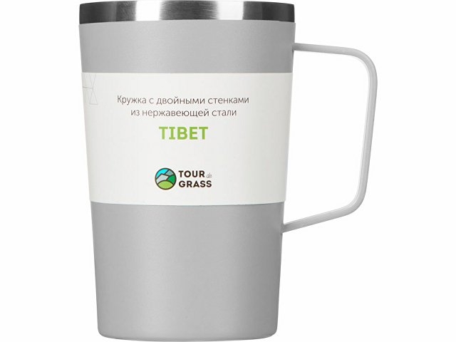 Стальная кружка с двойными стенками и порошковым покрытием "Tibet", серый