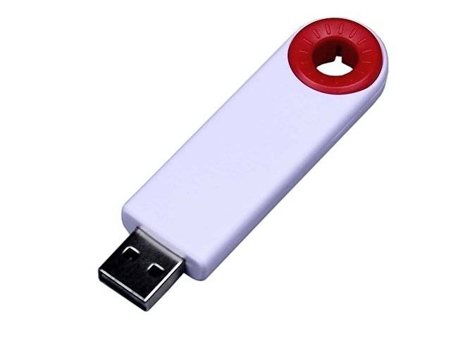 USB-флешка промо на 128 Гб прямоугольной формы, выдвижной механизм, красный