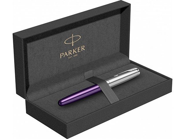 Перьевая ручка Parker Sonnet Essentials Violet SB Steel CT, перо: F, цвет чернил black, в подарочной упаковке.