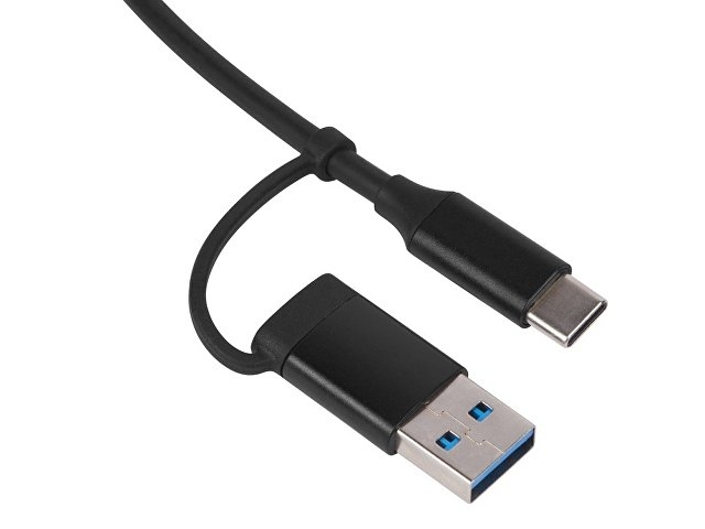 USB-хаб «Link» с коннектором 2-в-1 USB-C и USB-A, 2.0/3.0, черный