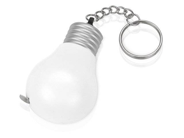 Брелок-рулетка для ключей "Лампочка", белый/серебристый