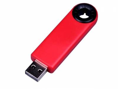 USB-флешка промо на 128 Гб прямоугольной формы, выдвижной механизм, черный