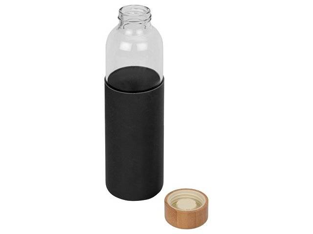 Бутылка для воды стеклянная "Refine", в чехле, 550 мл, черный