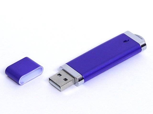 USB-флешка промо на 128 Гб прямоугольной классической формы, синий