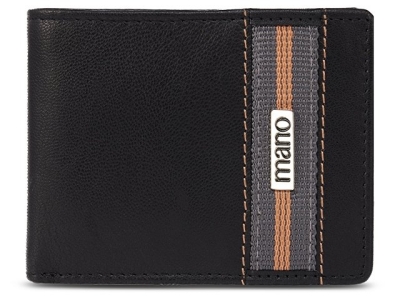 Бумажник Mano "Don Leonardo", с RFID защитой, натуральная кожа в черном цвете, 10,5 х 2 х 8,5 см