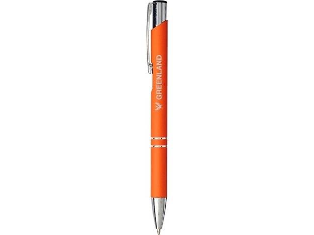 Шариковая кнопочная ручка Moneta с матовым антискользящим покрытием, оранжевый