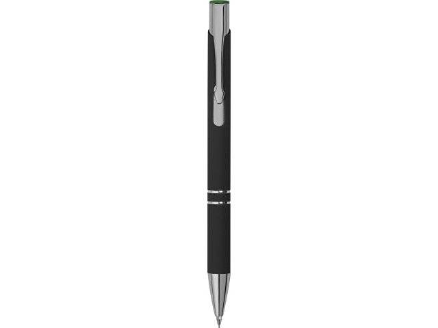 Ручка металлическая шариковая "Legend Mirror Gum" софт-тач с цветным слоем, черный / зеленый