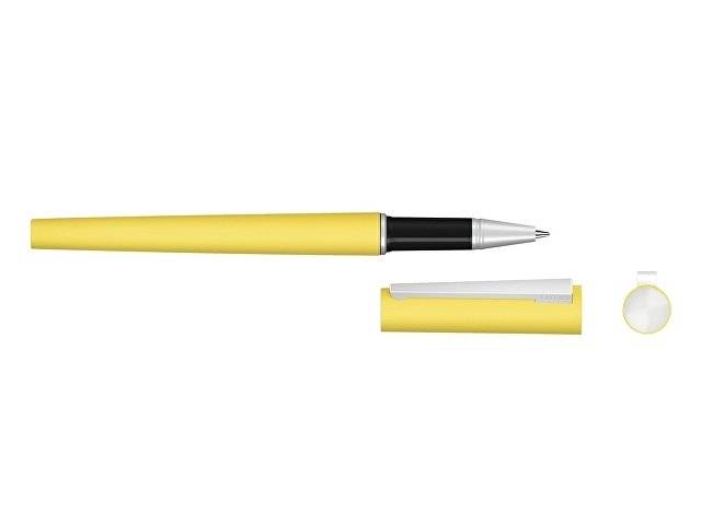 Ручка металлическая роллер «Brush R GUM» soft-touch с зеркальной гравировкой, желтый