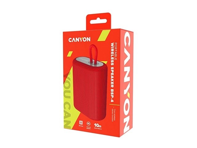 Портативная беспроводная колонка Canyon BSP-4, 5W, 1200mAh, красная