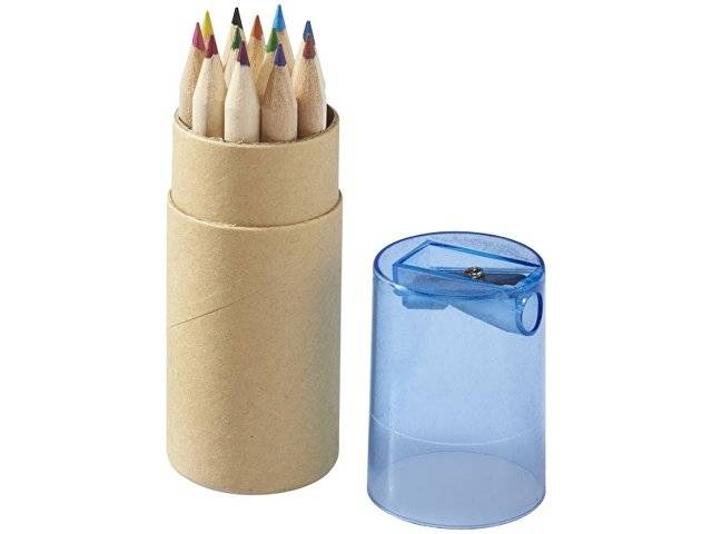 Набор карандашей 12 единиц, натуральный/голубой