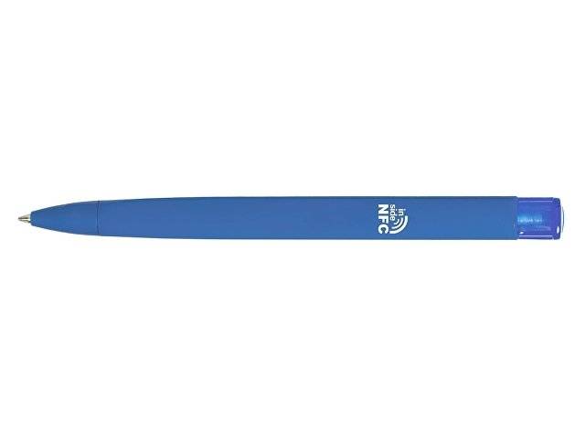 Ручка пластиковая шариковая трехгранная «Trinity K transparent Gum» soft-touch с чипом передачи инфо, синий