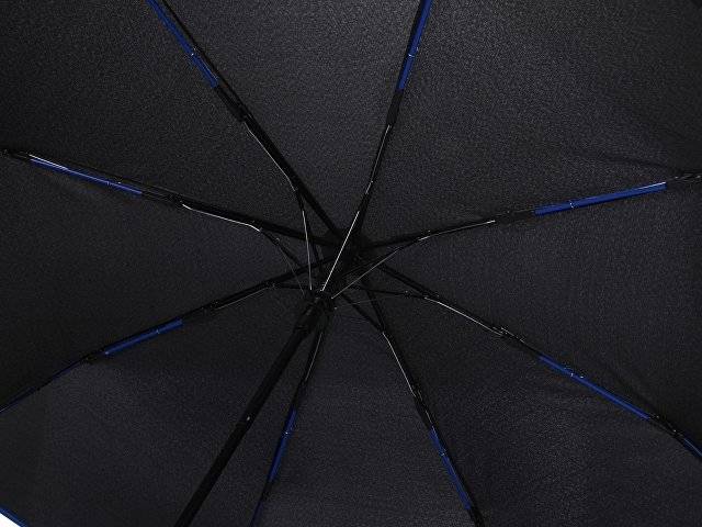 Зонт-полуавтомат складной Motley с цветными спицами, черный/синий
