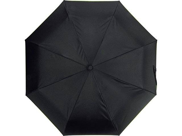 Зонт-полуавтомат складной Motley с цветными спицами, черный/зеленое яблоко