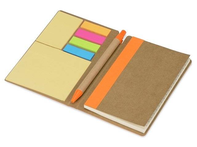 Набор стикеров А6 "Write and stick" с ручкой и блокнотом, оранжевый