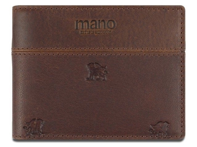 Портмоне Mano "Don Leon", натуральная кожа в коричневом цвете, 11 х 8,6 см