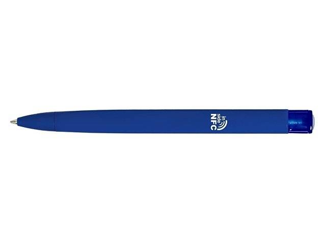 Ручка пластиковая шариковая трехгранная «Trinity K transparent Gum» soft-touch с чипом передачи инфо, темно-синий