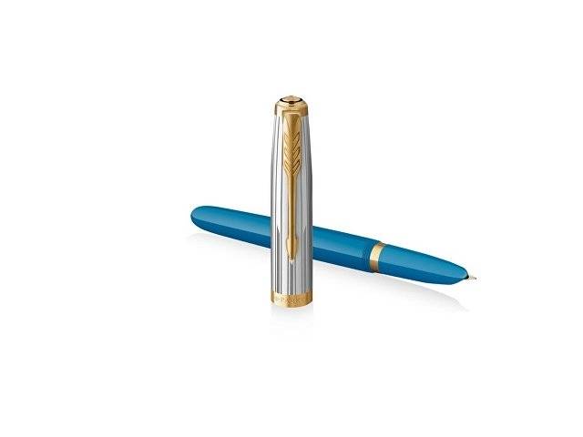 Перьевая ручка Parker 51 Premium Turquoise GT перо; M/F, чернила: Black,Blue, в подарочной упаковке.