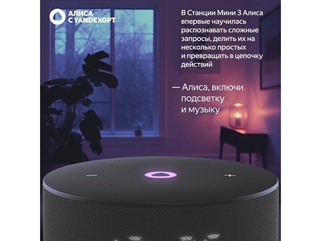 Умная колонка Яндекс Станция Мини 3 с Алисой на YaGPT черная, 12 Вт (YNDX-00027BLK)