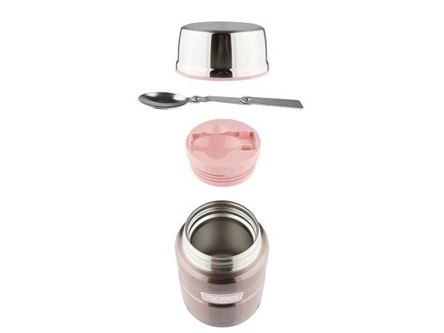 Термос из нерж. стали с ложкой тм THERMOS SK3000 Pink 0,47L, розовый