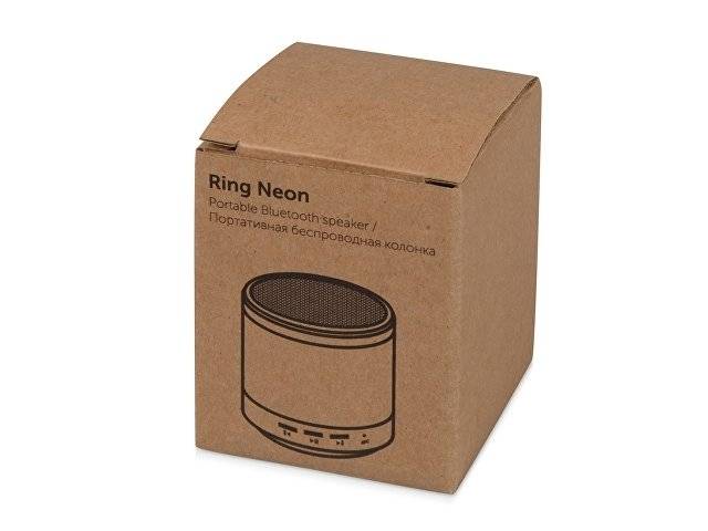 Портативная колонка «Ring neon» с красной подсветкой корпуса, серебристый