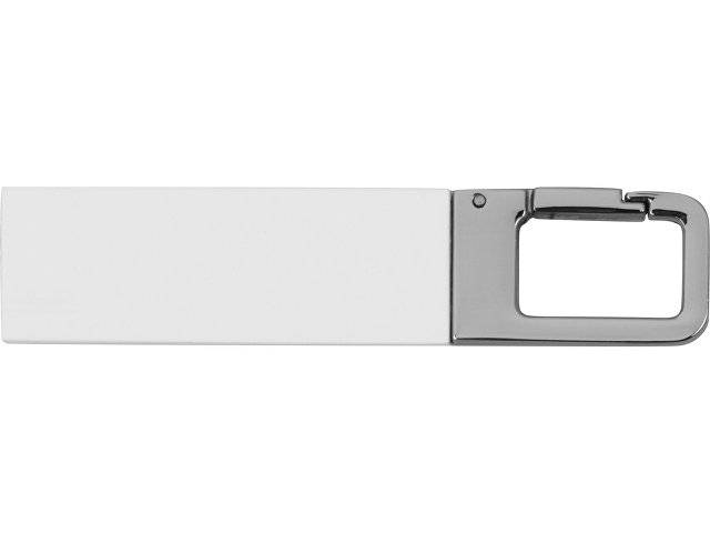 Флеш-карта USB 2.0 16 Gb с карабином "Hook", белый/серебристый