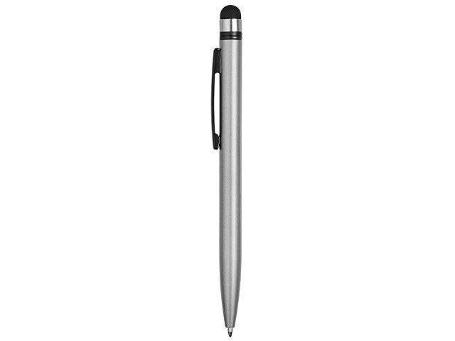 Ручка-стилус металлическая шариковая «Poke», серебристый/черный
