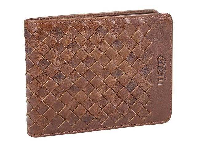 Бумажник Mano "Don Luca", натуральная кожа в коньячном цвете, 12,5 х 9,7 см