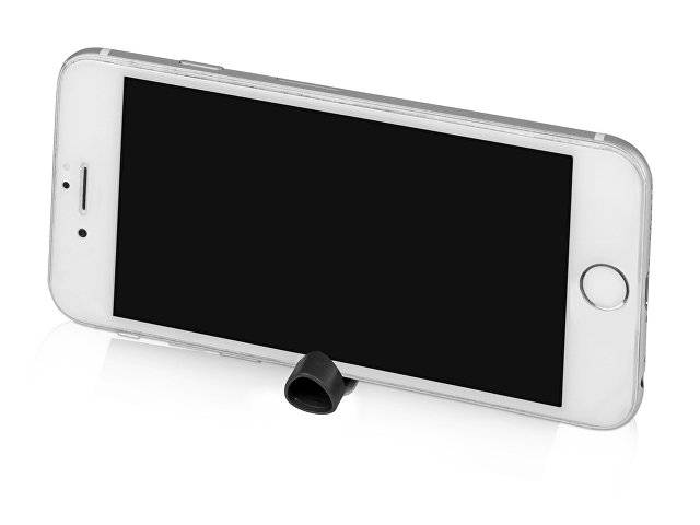 Ручка пластиковая шариковая трехгранная «Nook» с подставкой для телефона в колпачке, черный/белый