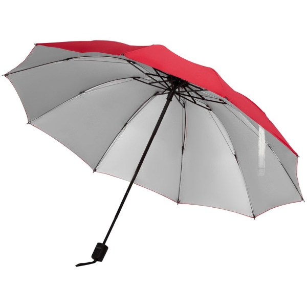 Зонт наоборот складной Stardome, красный с серебристым