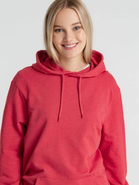 Толстовка с капюшоном унисекс Hoodie, красный меланж