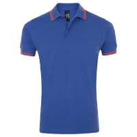 Рубашка поло мужская Pasadena Men 200 с контрастной отделкой, ярко-синяя (royal) с неоново-розовым