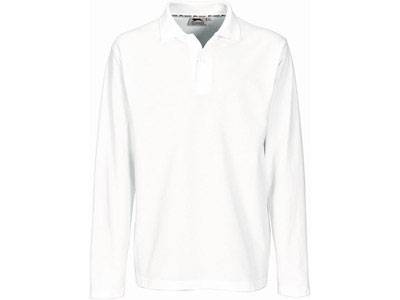 Рубашка поло "Cotton" мужская с длинным рукавом белый